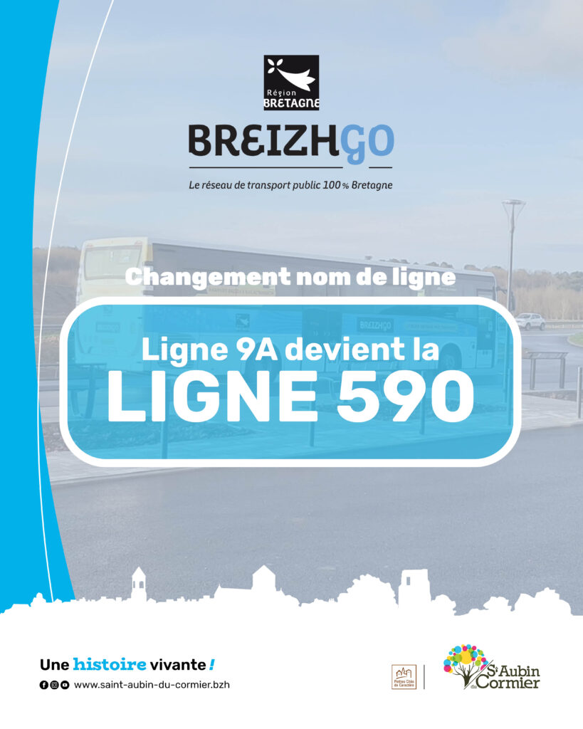 Car Breizhgo - La ligne 9A devient la ligne 590 - Saint-Aubin-du-Cormier